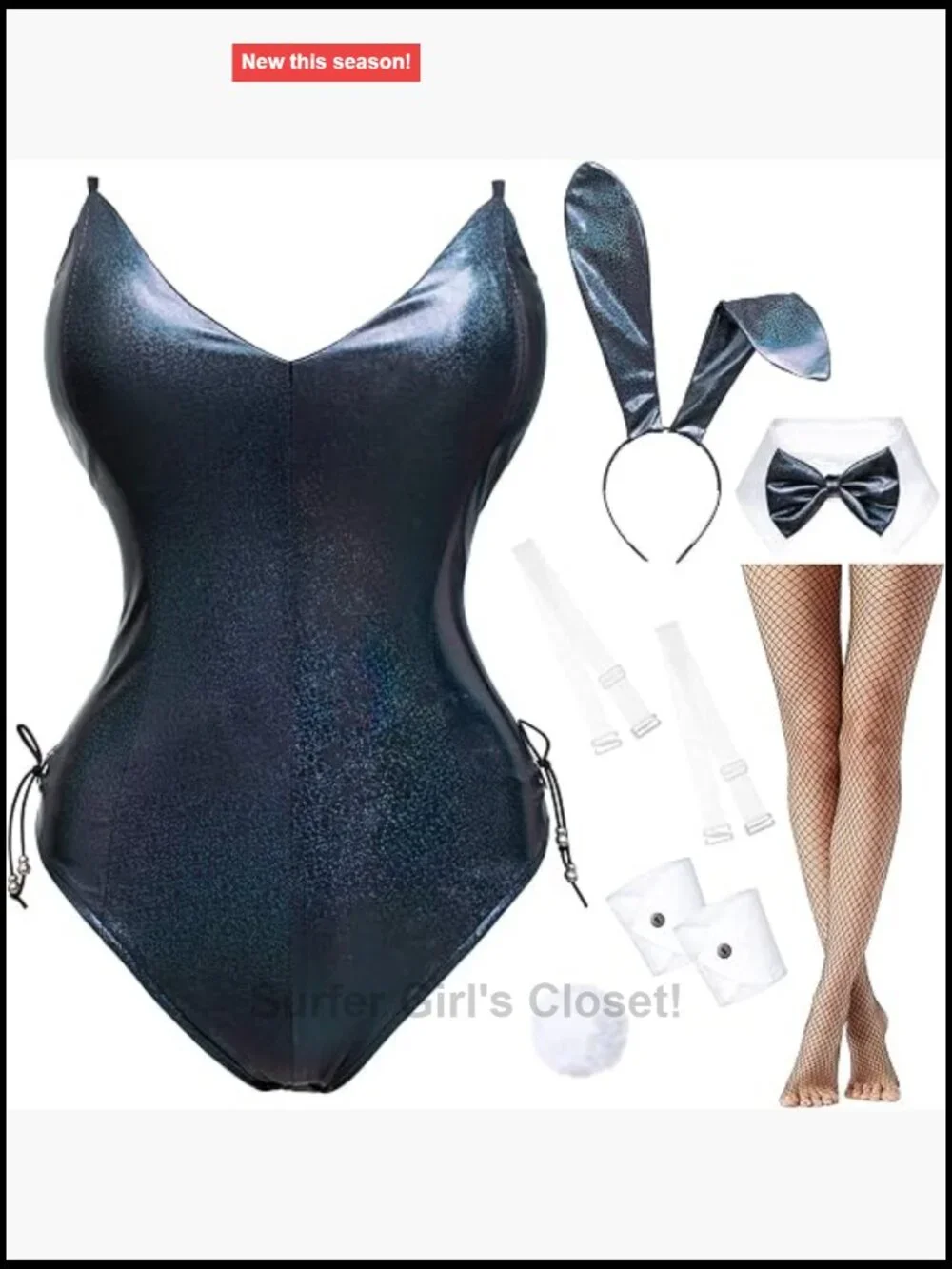 Wannsee Bunny Cosplay Bodysuit Set Holographic Polye